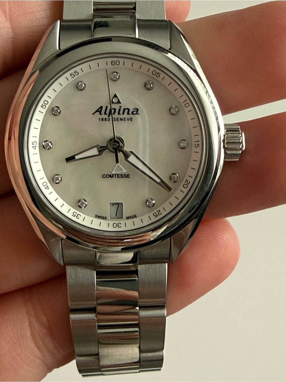 Alpina Comtesse 34mm Mother of Pearl with Diamonds